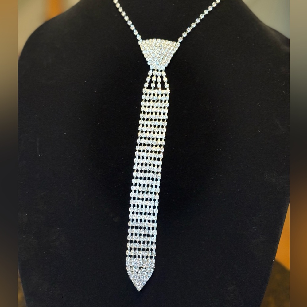Rhinestone Necktie Necklace